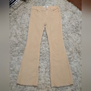 Free People "We the Free" light weight corduroy tan raw hem w 16.5, r 9, I 32"